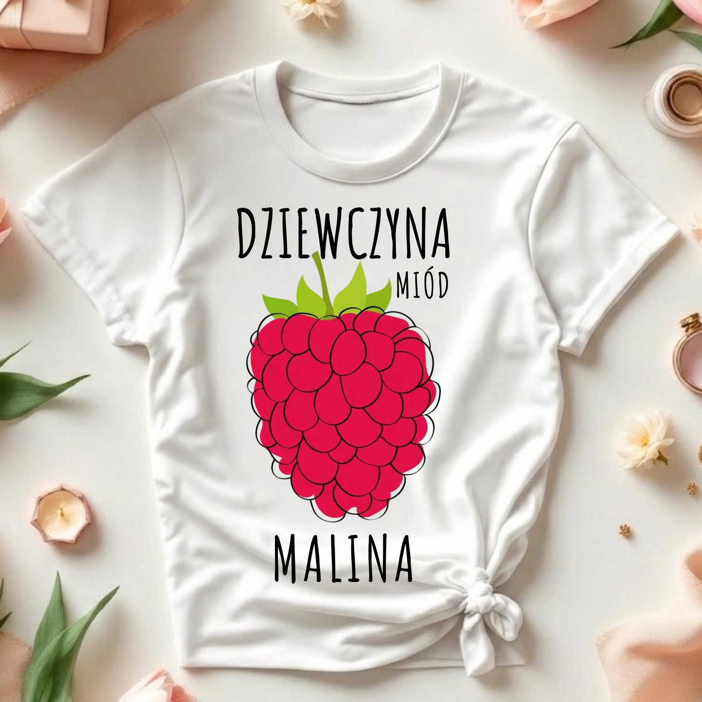 Koszulka Kobieta Miód Malina + Imię Personalizowany Prezent