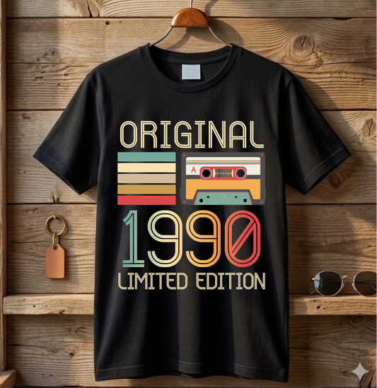 Koszulka urodzinowa KASETA Limited Edition personalizowana wpisz ROK czarna