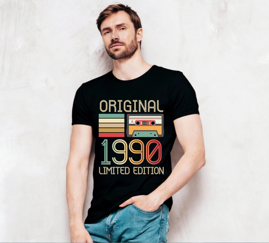 Koszulka urodzinowa KASETA Limited Edition personalizowana wpisz ROK czarna