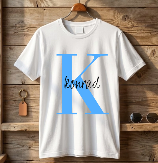 Koszulka na prezent literka + imię PERSONALIZOWANA biała damska / męska