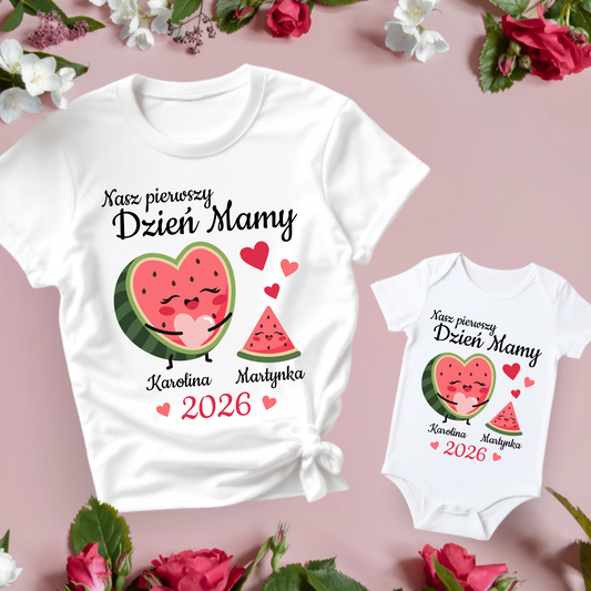 Zestaw koszulka i body na Pierwszy Wspólny Dzień Mamy ARBUZIKI
