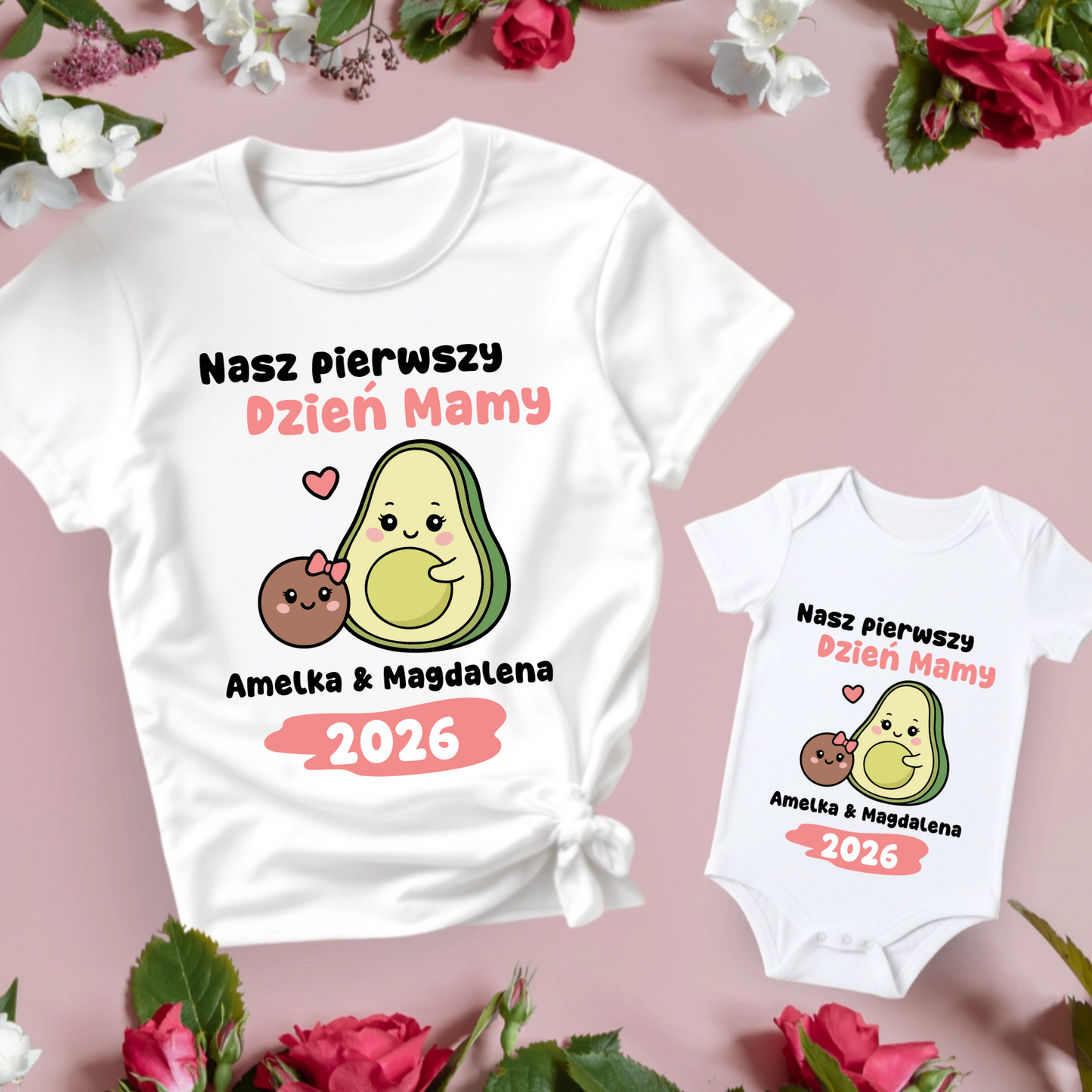 Zestaw AWOKADO koszulka i body na Pierwszy Wspólny Dzień Mamy