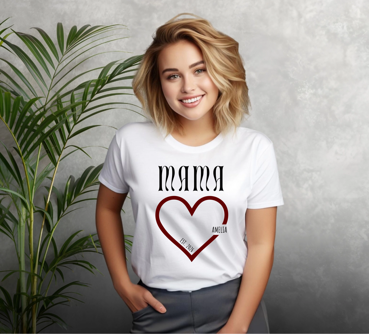 Koszulka na Dzień Mamy Serce + imiona PERSONALIZOWANA