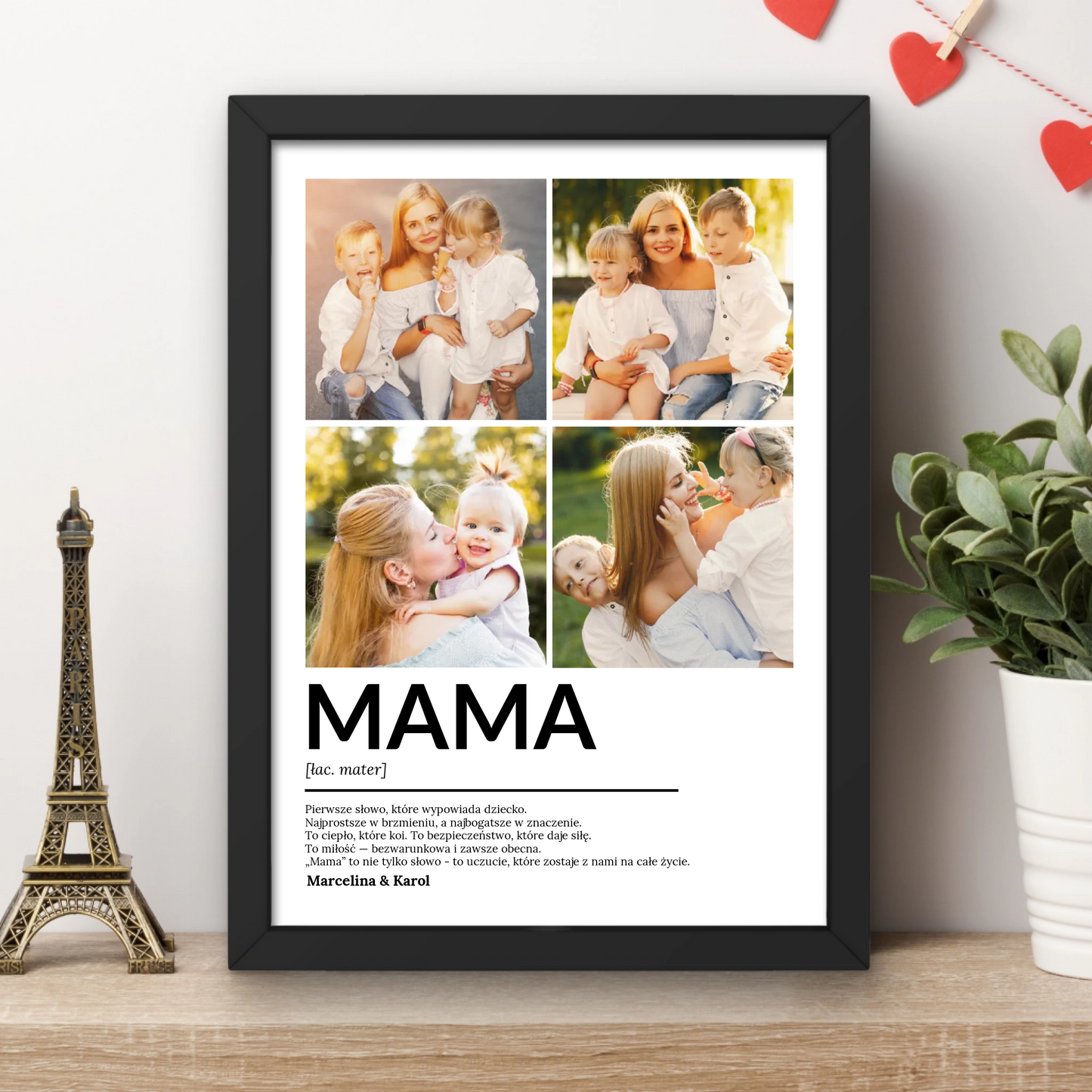 Personalizowany kolaż zdjęć dla Mamy - Plakat lub Obraz w ramie na prezent