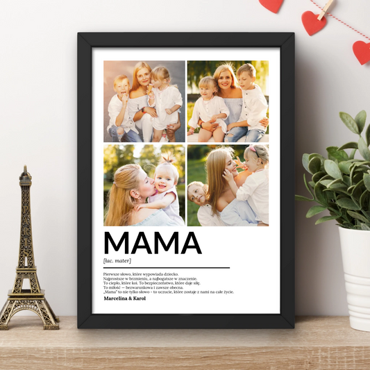 Personalizowany kolaż zdjęć dla Mamy - Plakat lub Obraz w ramie na prezent