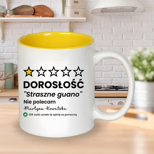 Kubek ze śmiesznym napisem - NIE POLECAM DOROSŁOŚCI