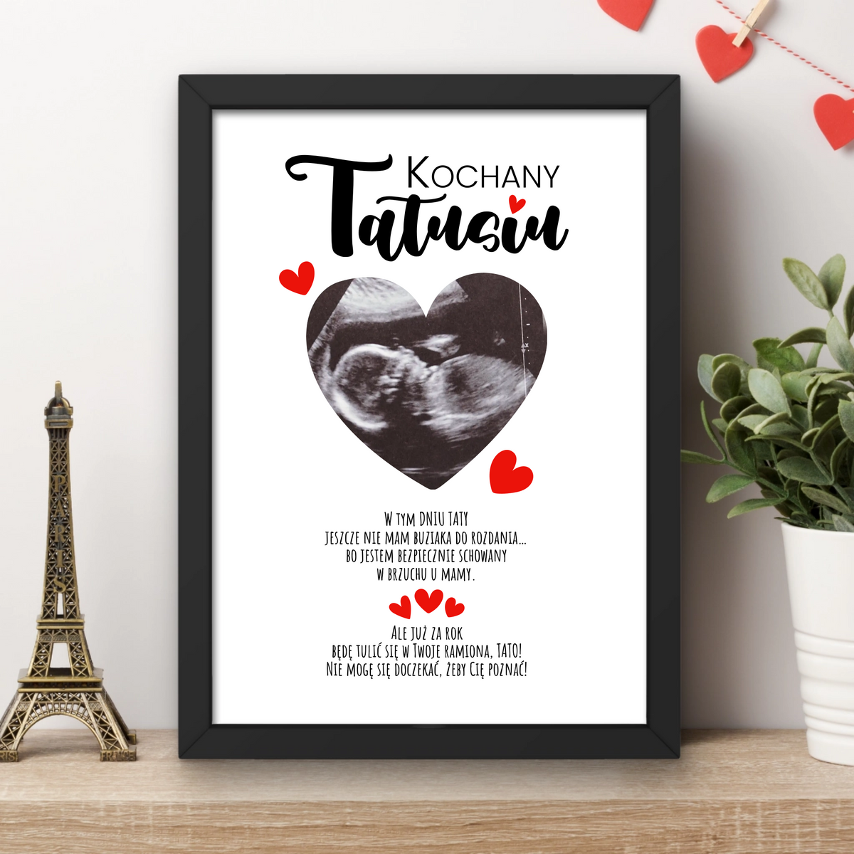 Personalizowany plakat Kochany Tatusiu ze zdjęciem USG Prezent RAMKA