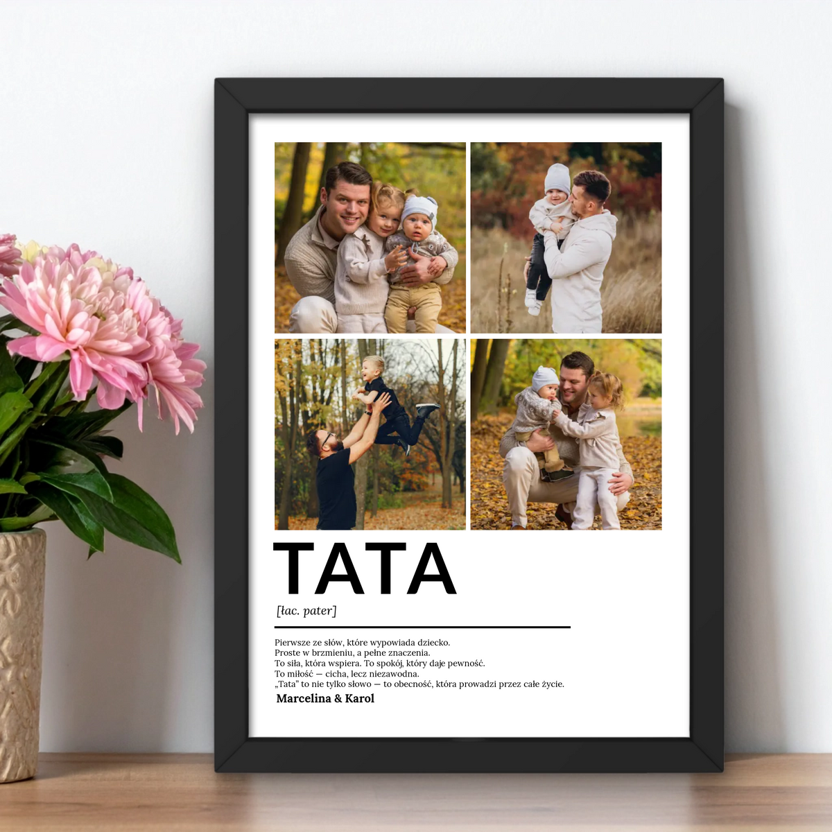 Personalizowany plakat TATA z kolażem czterech zdjęć