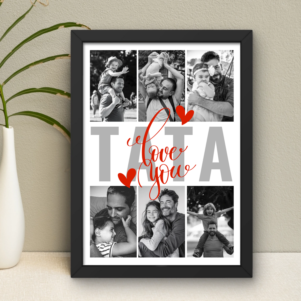 Personalizowany plakat TATA I Love You - czarno-białe zdjęcia