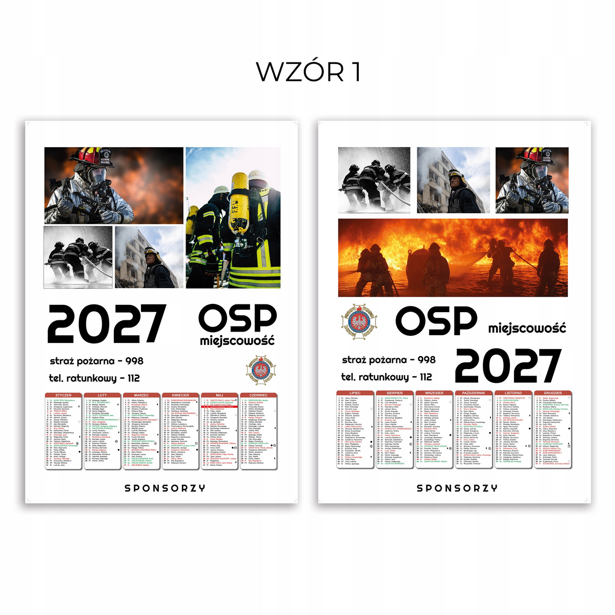 Kalendarz Strażacki OSP 2027 Jednostronny KOLAŻ