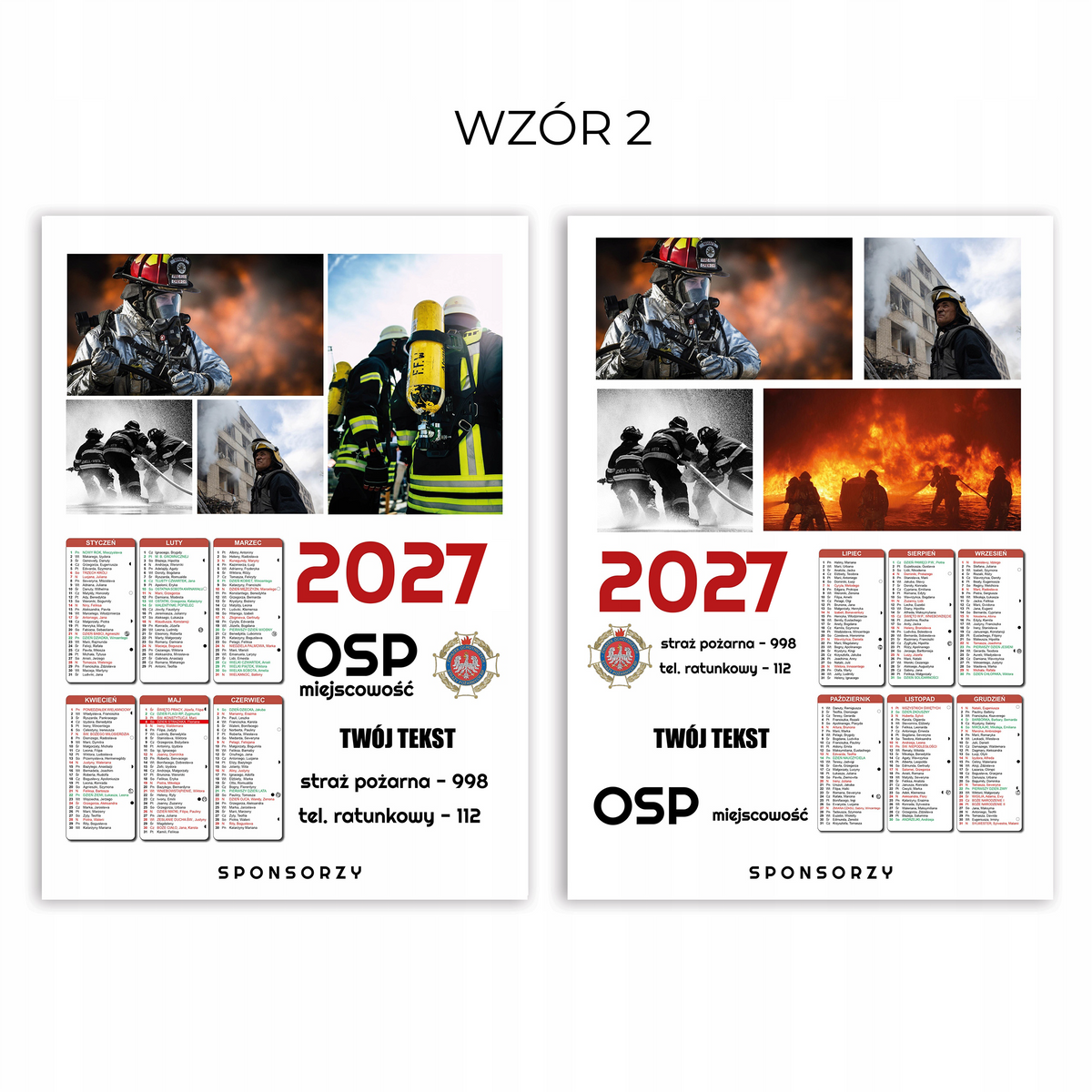 Kalendarz Strażacki OSP 2027 Jednostronny KOLAŻ