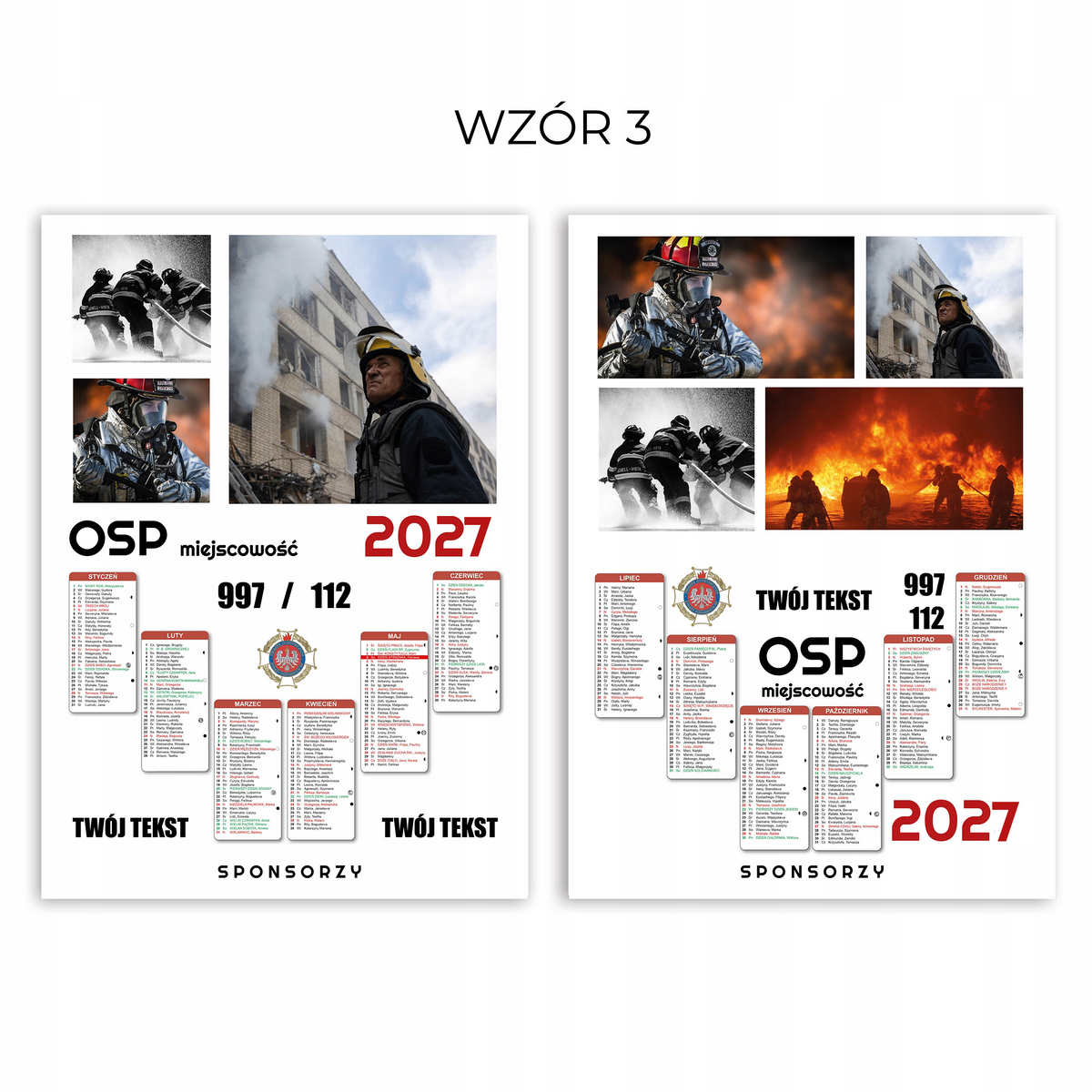 Kalendarz Strażacki OSP 2027 Jednostronny KOLAŻ