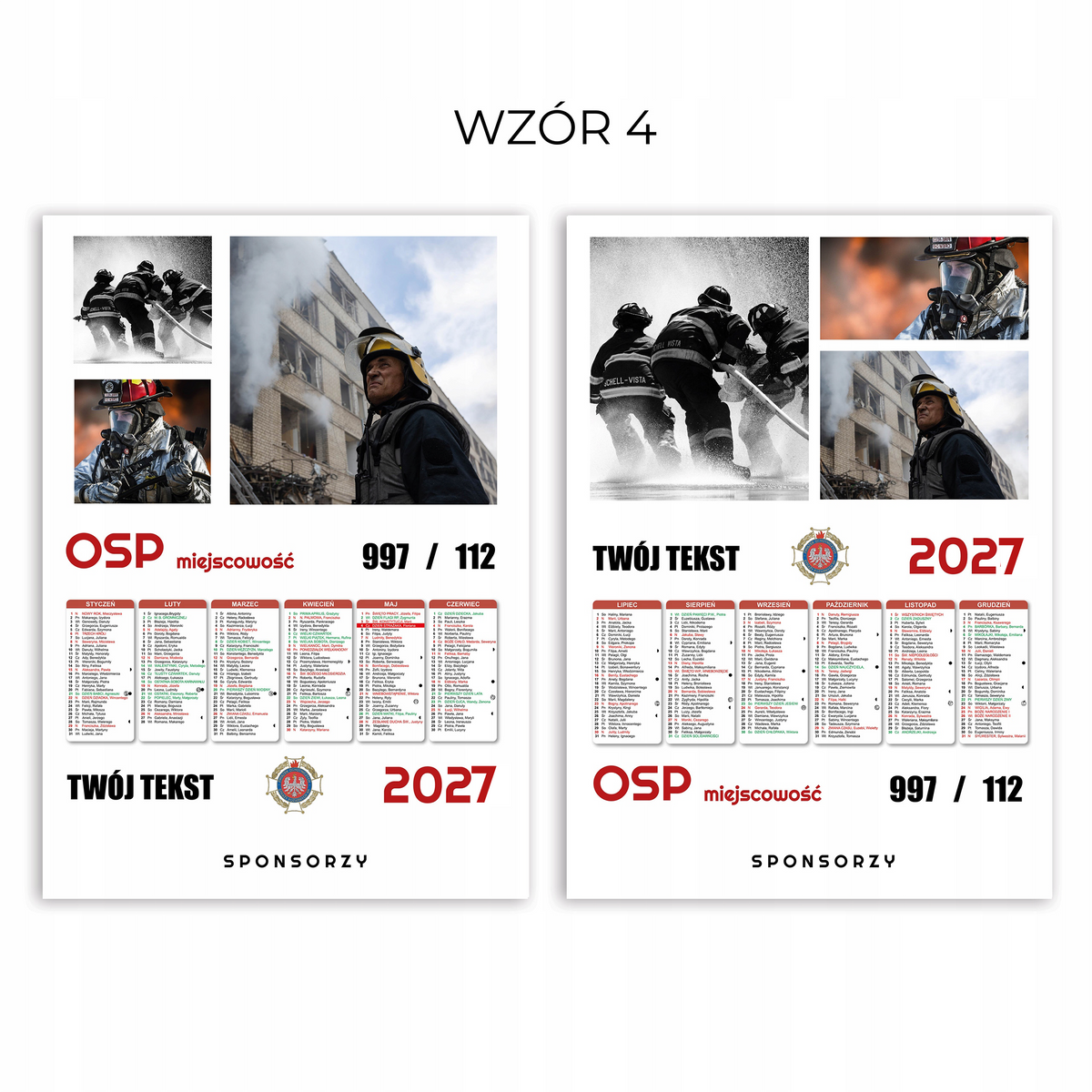 Kalendarz Strażacki OSP 2027 Jednostronny KOLAŻ