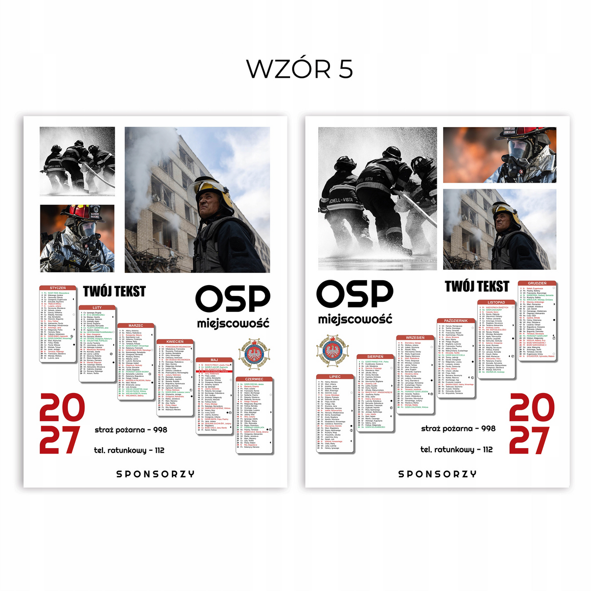 Kalendarz Strażacki OSP 2027 Jednostronny KOLAŻ