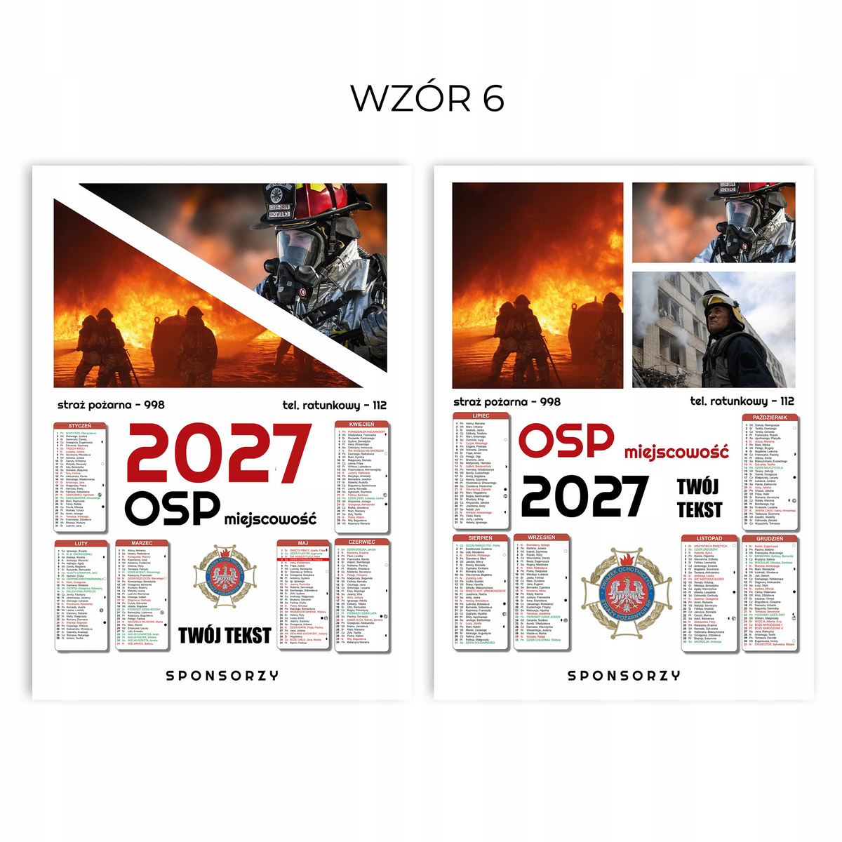 Kalendarz Strażacki OSP 2027 Jednostronny KOLAŻ