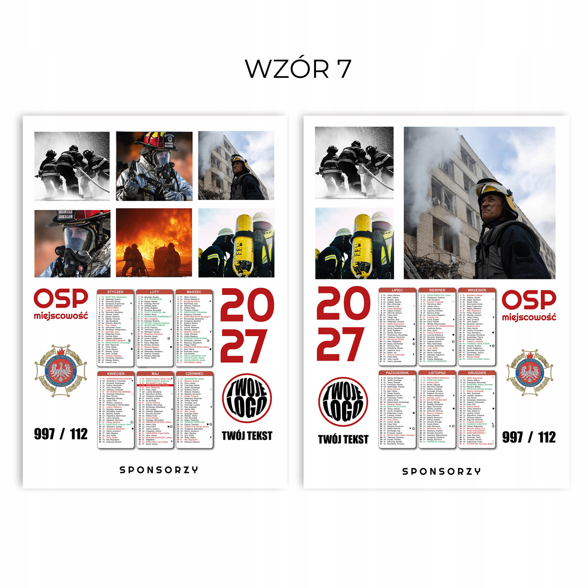 Kalendarz Strażacki OSP 2027 Jednostronny KOLAŻ