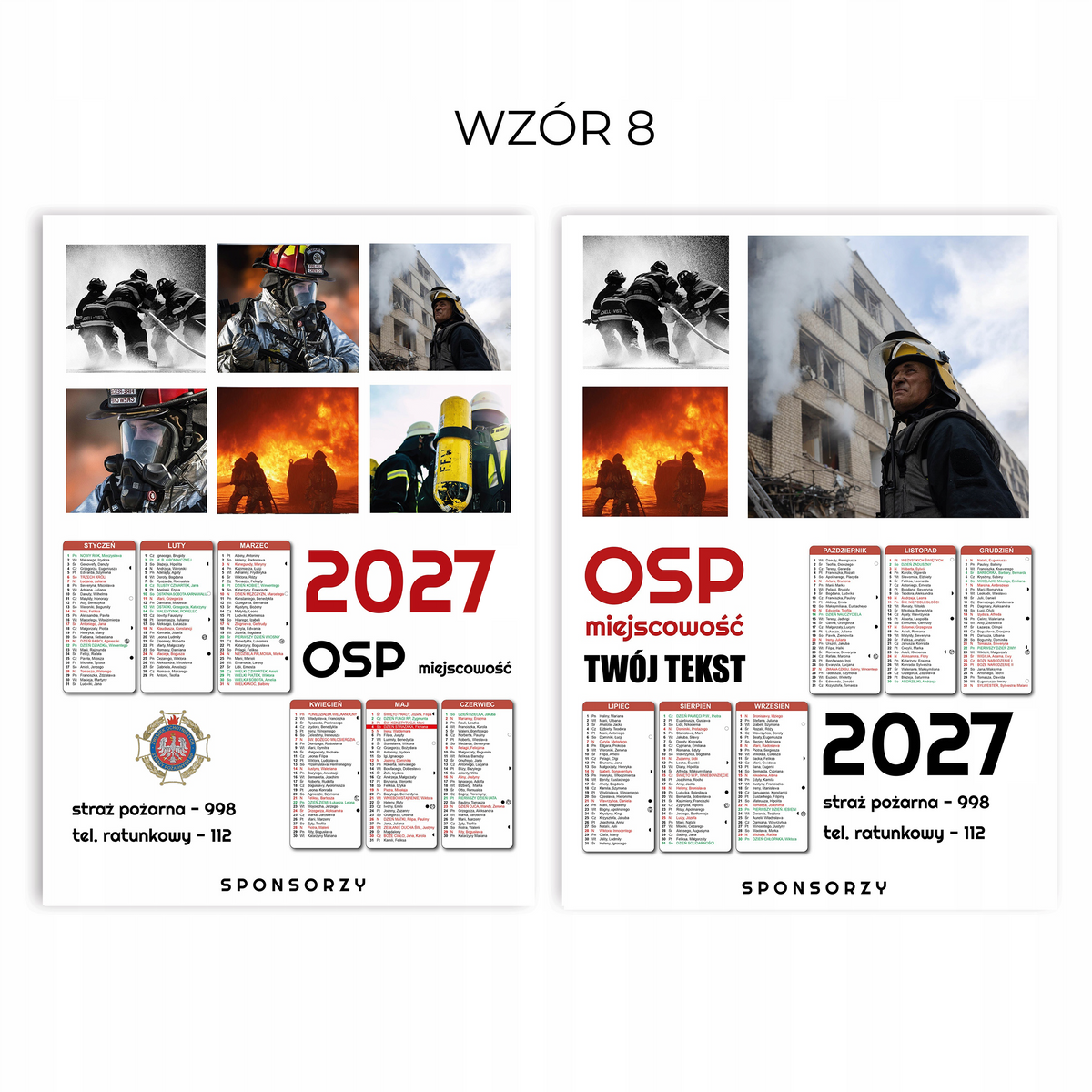 Kalendarz Strażacki OSP 2027 Jednostronny KOLAŻ