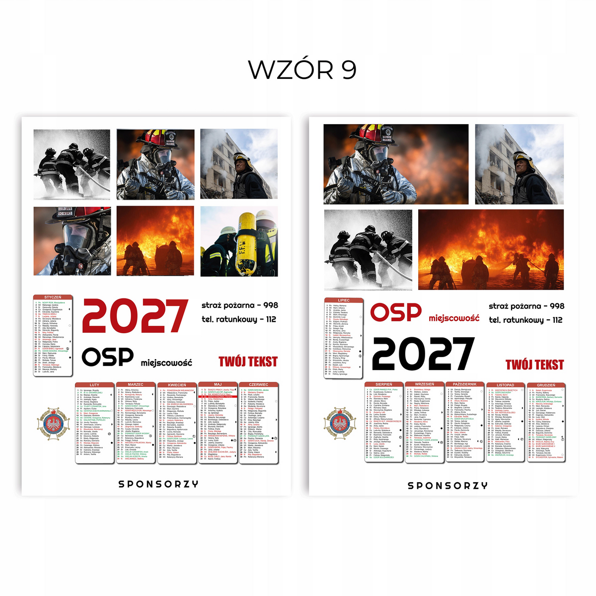 Kalendarz Strażacki OSP 2027 Jednostronny KOLAŻ