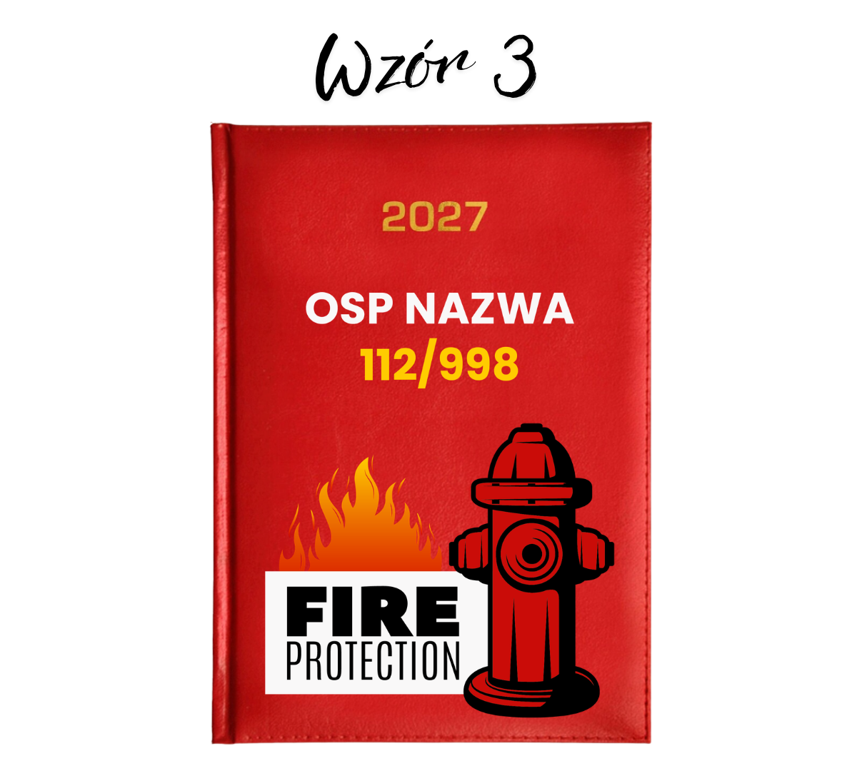 Czerwony Kalendarz Strażacki Książkowy 2027 z Nazwą OSP – Hydrant