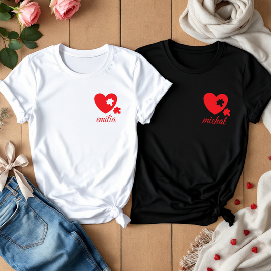 Koszulka Serce Puzzel z Waszymi imionami Stwórz Zestaw!