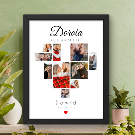 Plakat Kocham Cię mozaika serce ze zdjęć Super Prezent