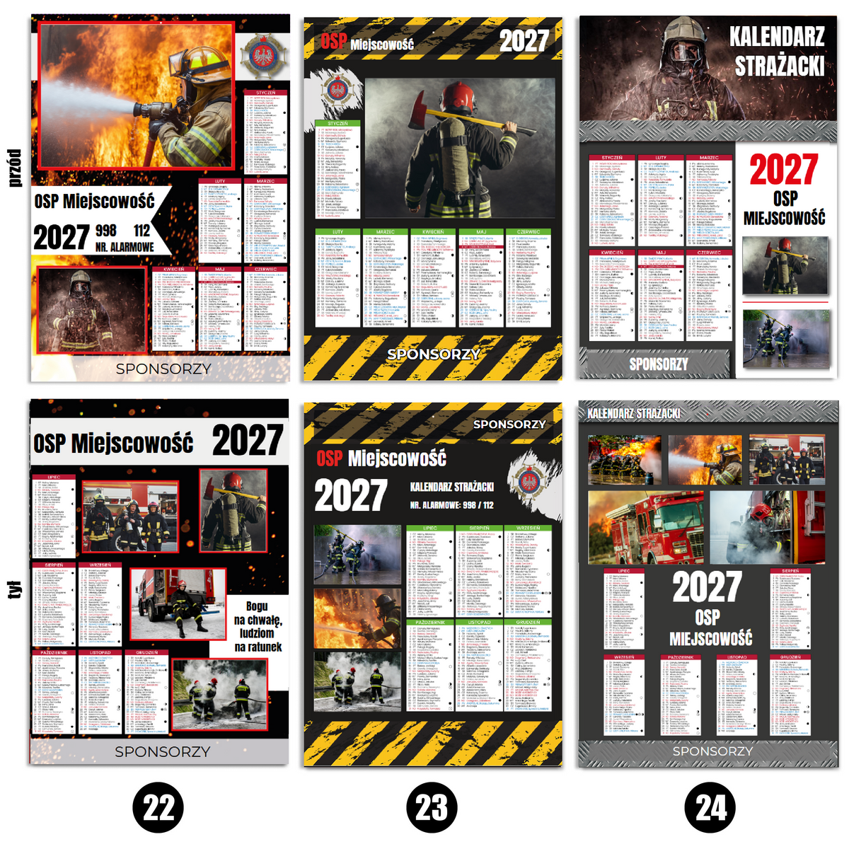 Kalendarz Strażacki OSP 2027 Dwustronny KOLAŻ