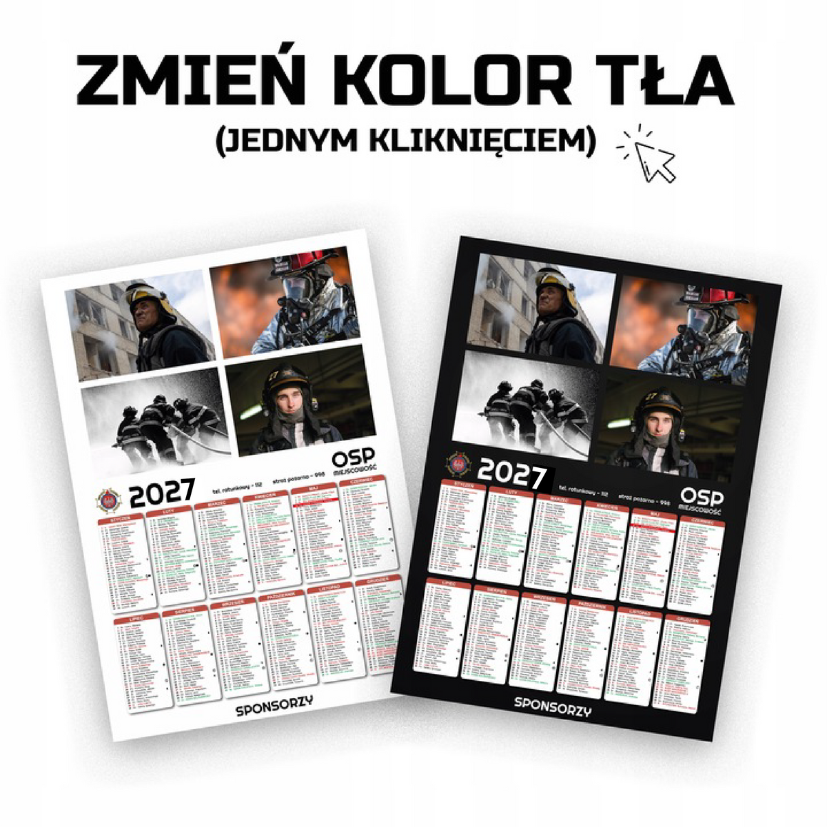 Kalendarz Strażacki OSP 2027 Jednostronny KOLAŻ