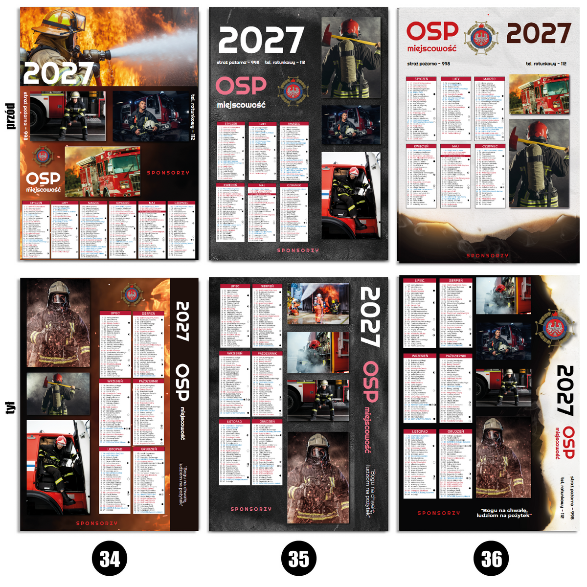 Kalendarz Strażacki OSP 2027 Dwustronny KOLAŻ