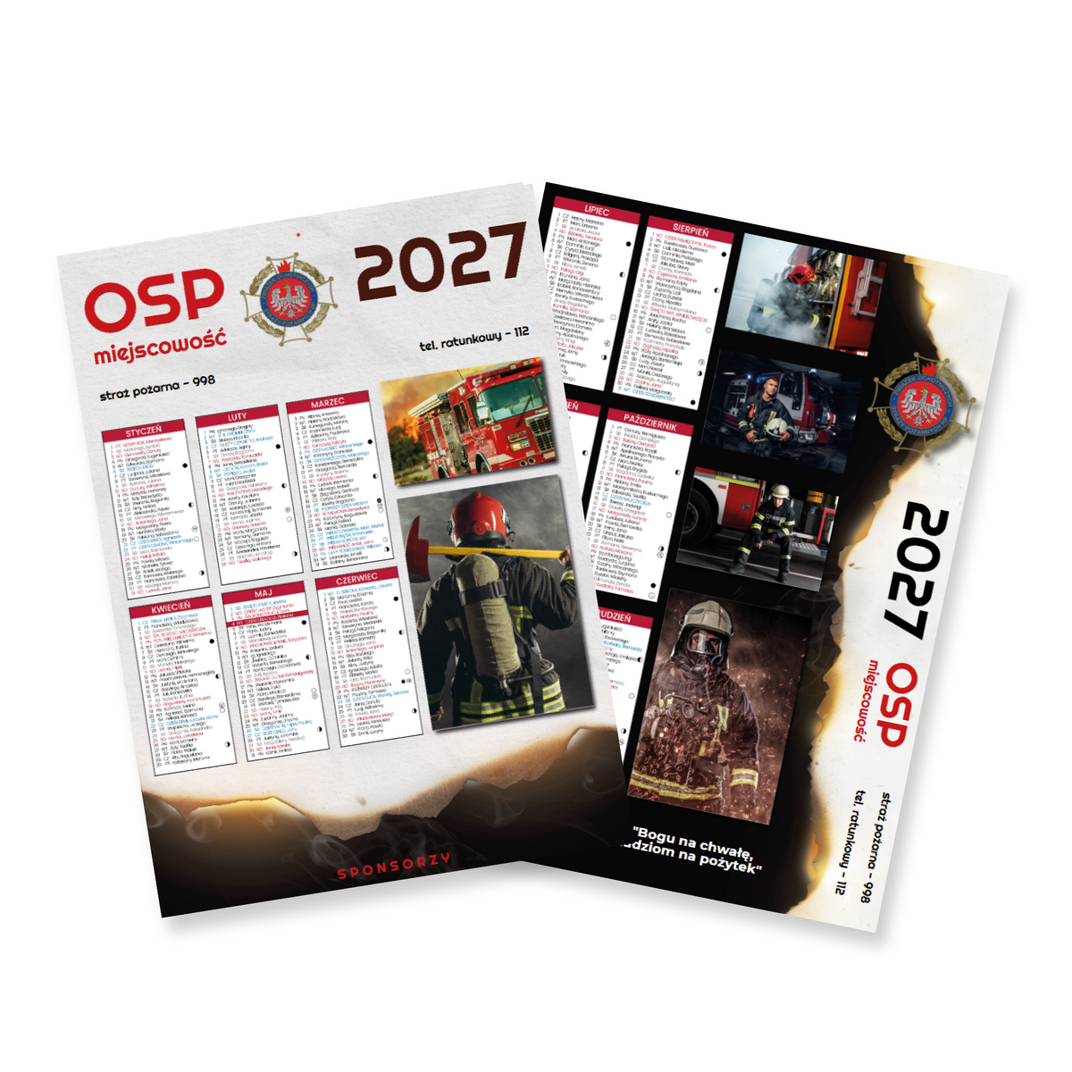 Kalendarz Strażacki OSP 2027 Dwustronny KOLAŻ