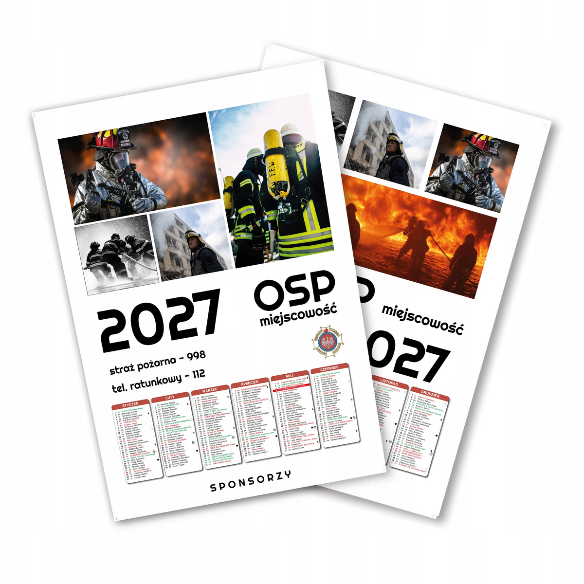 Kalendarz Strażacki OSP 2027 Jednostronny KOLAŻ