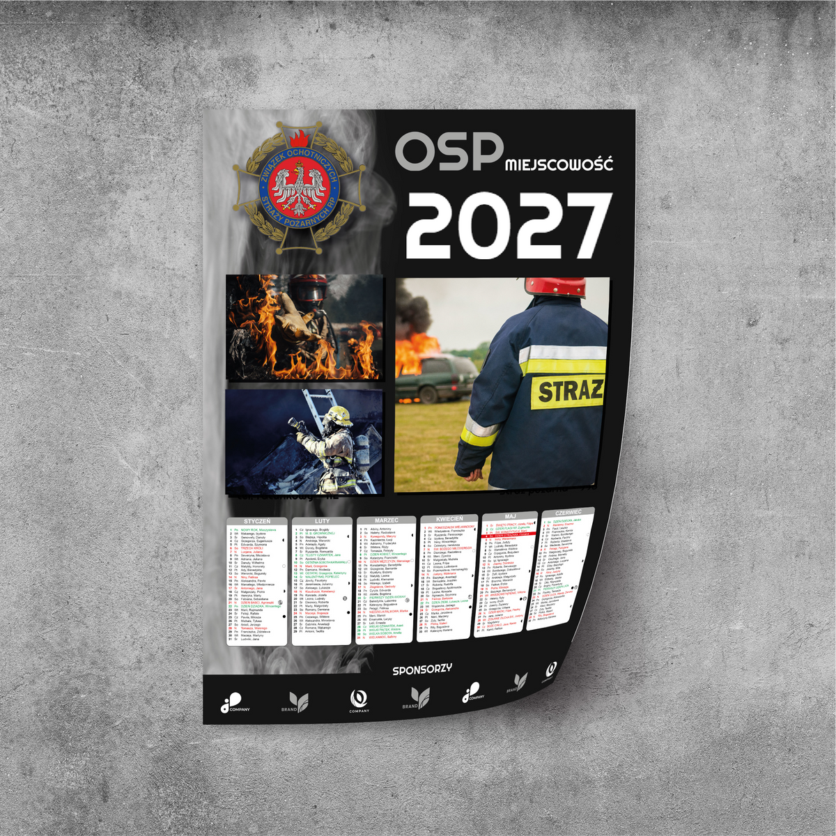 Kalendarz Strażacki OSP 2027 Dwustronny KOLAŻ