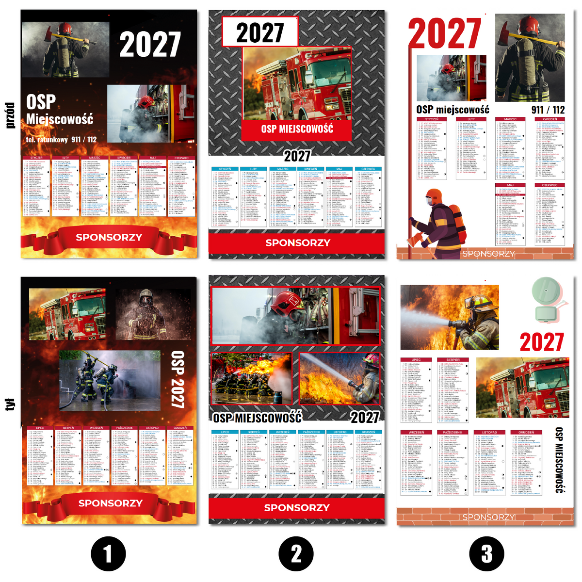 Kalendarz Strażacki OSP 2027 Dwustronny KOLAŻ