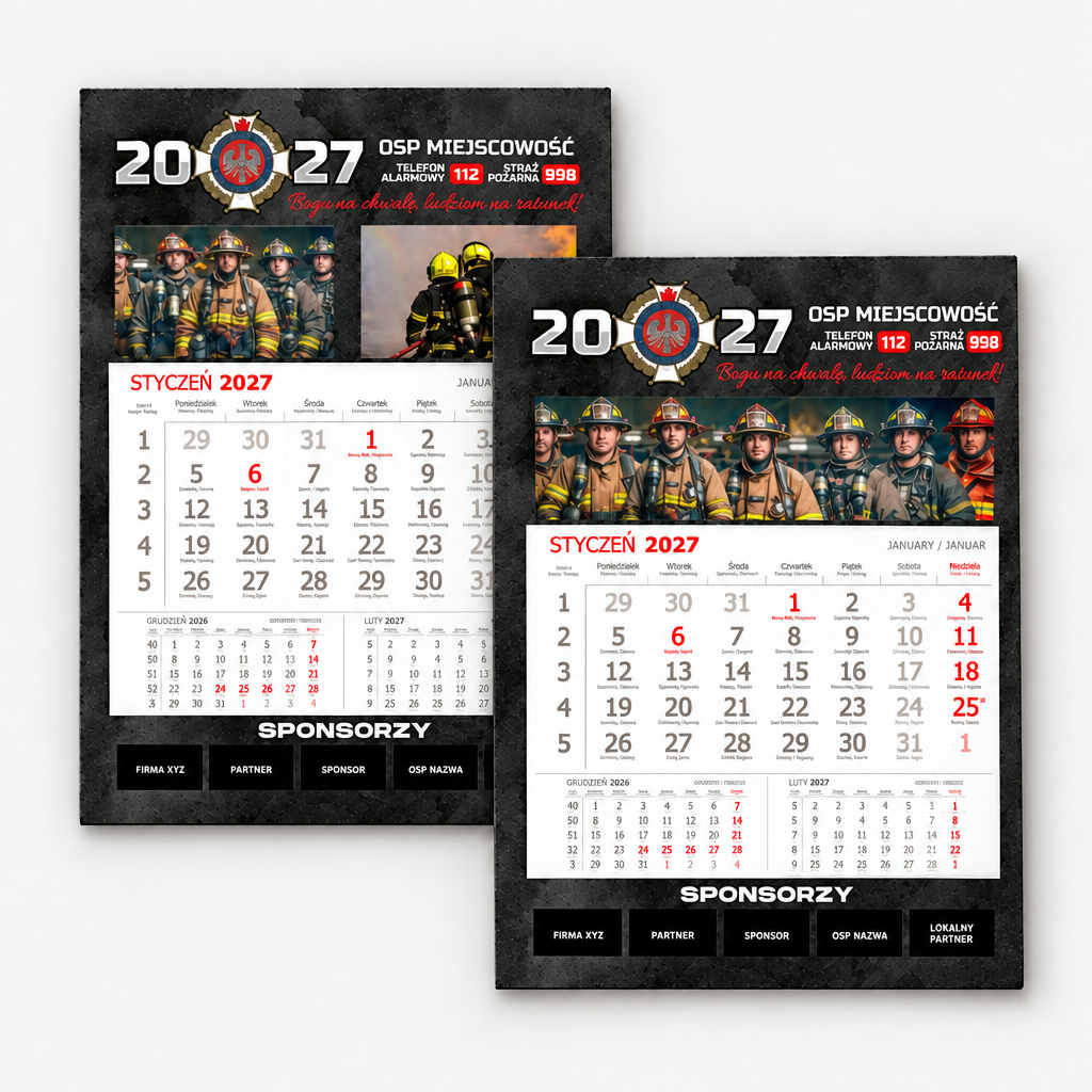 Czarne kalendarze 15 i 16 nałożone na siebie