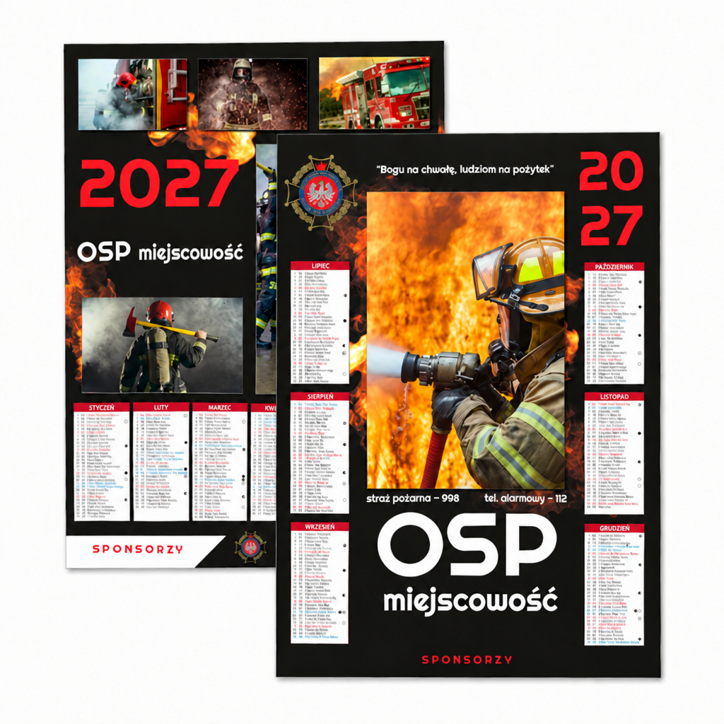 Dwustronny kalendarz z rokiem 2027