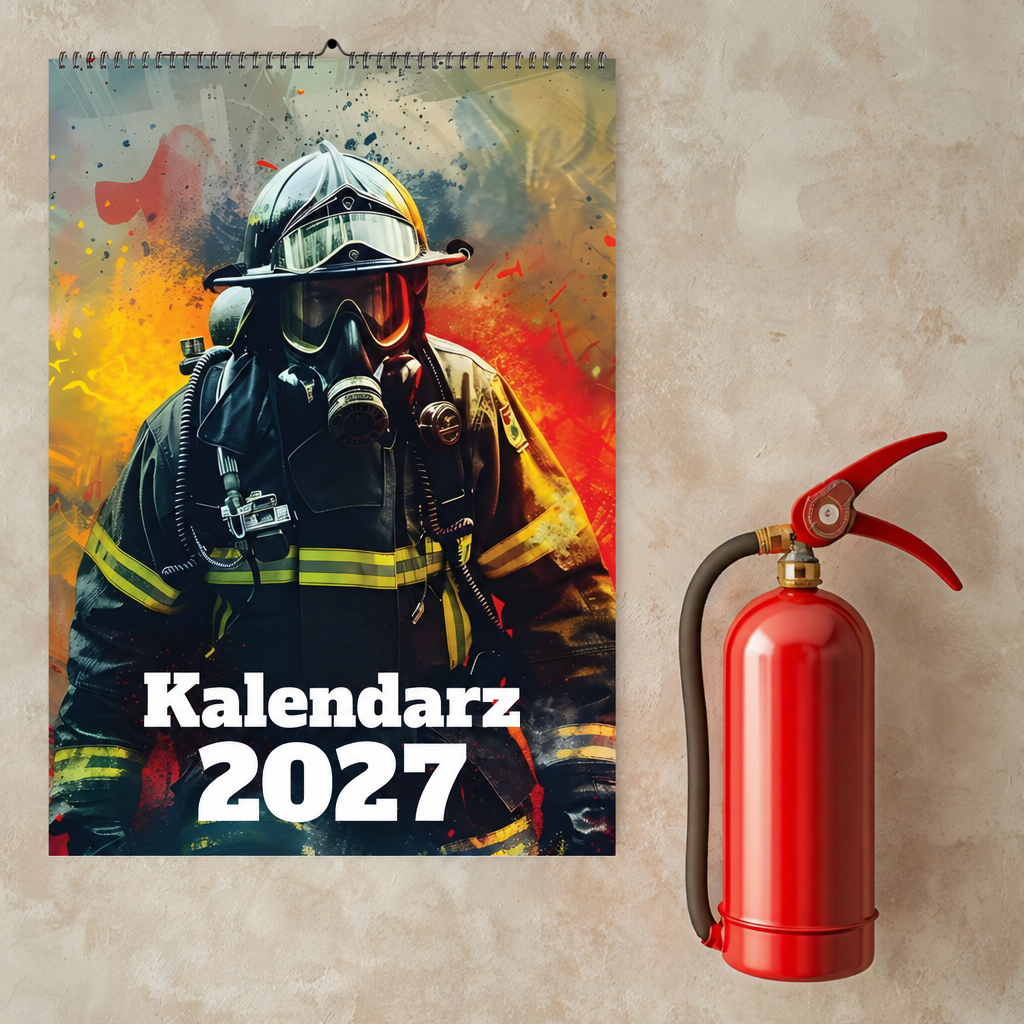 Kalendarz strażacki 2027 na ścianie