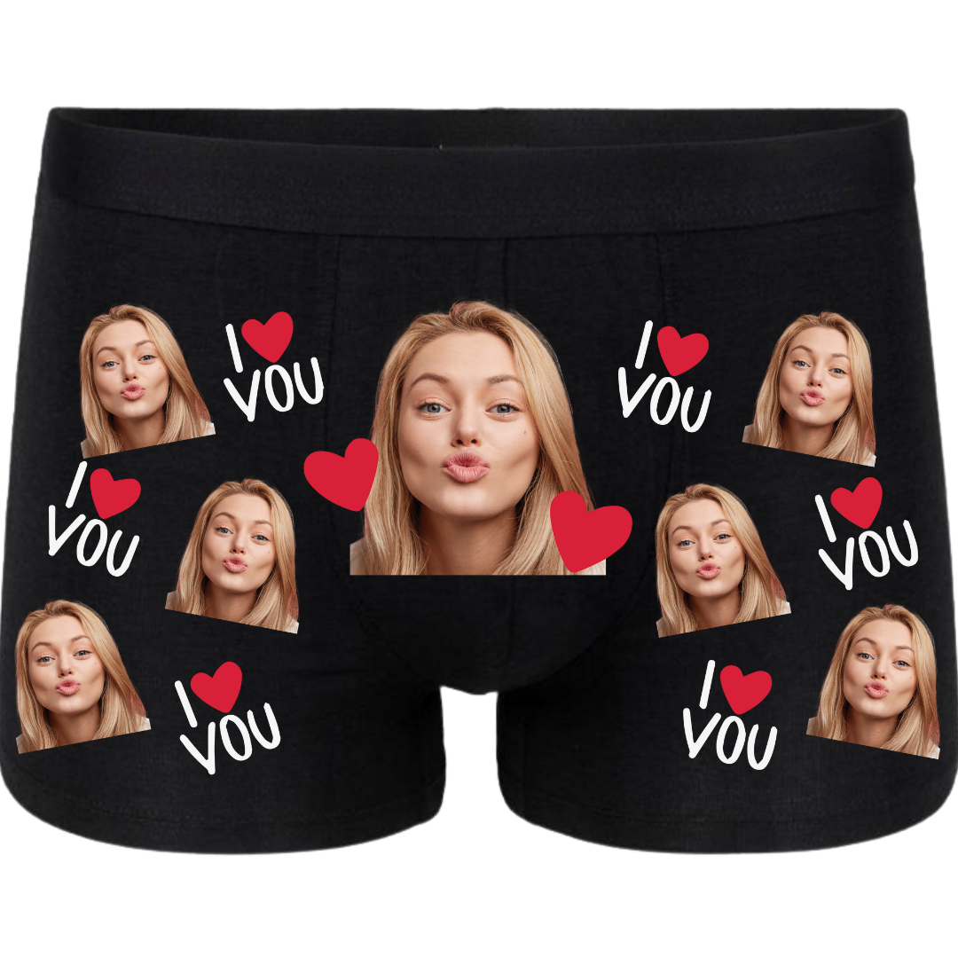 Super prezent personalizowane bokserki I LOVE YOU z Twoim zdjęciem!